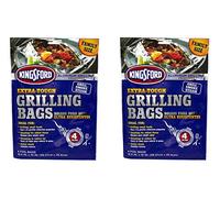 Kingsford Grilling Extra Tough Aluminum Grill Bags, For Locking in Flavors & Easy Grill Clean Up, Recyclable & Disposable, 15.5" x 10", Pack of 4, Silver (Тwo Рack)