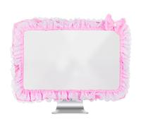 Kingshion Bonita funda para monitor de computadora de 23 a 27 pulgadas con bonito bolsillo elástico para bolígrafo, lazo para pantalla LCD, protector contra el polvo, tela de encaje, color rosa