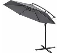 Kingsleeve® Sombrilla de Jardín 330 cm Inclinable Manivela con Soporte Funda Protectora Protección UV80+ Parasol Funcional Balcón Terraza Antracita