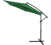 Sombrila de jardín verde Ø330cm UV50+ inclinable con base
