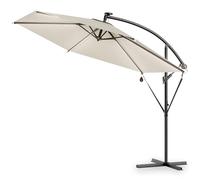 Kingsleeve® Sombrilla de Jardín Parasol Crema 350cm Manivela Luces LED Protección UV80+ Seguro Antiviento Funda Protectora