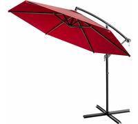 Kingsleeve® Sombrilla de Jardín Sochi 330 cm Aluminio Inclinable Manivela con Soporte Protección UV80+ Parasol Giratorio Funcional Balcón Terraza Rojo