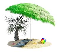 Kingsleeve Sombrilla de Playa Jardín Ø 160cm Protección UV30+ Hawaii Parasol Exterior Inclinable Rafia Hawaiano Verde