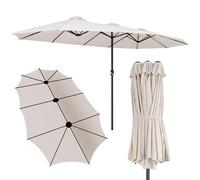 Kingsleeve Sombrilla Grande Jardín 4,60x2,70 m Parasol Doble Crema | Manivela, Protección UV 80+, 3 Salidas Ventilación, Mástil Acero 48mm, Estable, In unda Protectora, Exterior Balcón