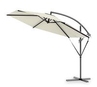 Kingsleeve® Sombrilla Jardín 300 cm Redonda Inclinable Lateral Protección UV 80+ Manivela Base en Cruz Mástil Aluminio Cubierta Protectora Parasol Terraza Balcón Crema