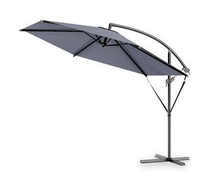 Kingsleeve Sombrilla Jardín 300Cm Redonda Parasol Terraza Antracita | Extrema Protección UV80+, Manivela, Base Cruz, Mástil Aluminio Inox., Cubierta Protectora, soporte Aluminio, Tela Poliéster