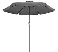 Kingsleeve® Sombrilla LED 330cm Redonda Manivela Mástil Aluminio Protección UV 80+ Parasol Solar Jardín Balcón Terraza Repelente al Agua Cubierta Protectora Antracita