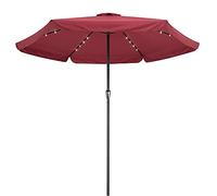 Kingsleeve® Sombrilla LED 330cm Redonda Manivela Mástil Aluminio Protección UV 80+ Parasol Solar Jardín Balcón Terraza Repelente al Agua Cubierta Protectora Rojo