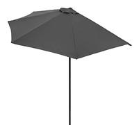 Kingsleeve® Sombrilla Semicircular Balcón Patio 2,7m Protección UV 80+ Parasol Terraza Manivela Suave Estructura Acero Cubierta Protectora Antracita