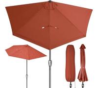Kingsleeve® Sombrilla Semicircular Balcón Patio 2,7m Protección UV 80+ Parasol Terraza Manivela Suave Estructura Acero Cubierta Protectora Terracota