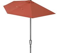 Kingsleeve® Sombrilla Semicircular Patio Balcón 2,7m Protección UV80+ Parasol Terraza Manivela Suave Terracota