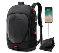 KINGSLONG Mochila de Motocicleta Juegos de Carcasa Dura, Mochila para Portátil de 15-17,3 Pulgadas con Puerto de Carga USB, Anti-robo Impermeable Viaje Hombres Trabajar Negocio Colega Exterior