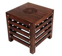 Kingsman Store - Taburete lateral de madera hecho a mano para sala de estar y oficina, mesa auxiliar pequeña para lámpara, libros, macetas, plantas o jarrón, mesa auxiliar de madera maciza de 12 x 12