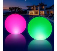 KingSom Luces Flotantes Piscina Solares, Ø35cm Inflables Bolas Luces para Piscina, Luz Solar Piscina Flotante Que Cambian de Color, Impermeables IP68 Bolas de Luz LED para Piscina Jardin - 2 Piezas