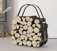 Kingson Cesta de leña para chimenea, soporte de leña de metal recubierto de polvo negro con asa, 36 x 35 x 48 cm, marco y base de hierro, paquete plano, requiere montaje