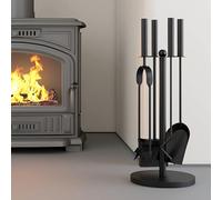 Kingson - Juego de 5 piezas para chimenea negro - Dia18x48cm - Accesorios para quemador de leña - Kit completo de herramientas para el mantenimiento de chimeneas