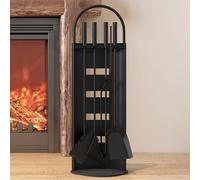 Kingson Juego de herramientas para chimenea de 5 piezas, color negro, 22x16x66 cm, juego completo para quemadores de leña, accesorios para chimenea para un mantenimiento eficiente del hogar