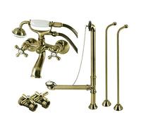 Kingston Brass CCK265AB Vintage Wall Mount Clawfoot Faucet Package, Antique Brass