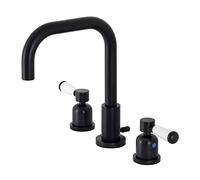 Kingston Brass FSC8930DPL Paris Widespread Bathroom Faucet with Brass Pop-Up, Matte Black