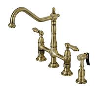 Kingston Brass KS1273ALBS Heritage - Grifo de cocina con pulverizador de latón, latón antiguo