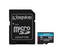 Micro sd kingston 64gb microsdxc canvas go! plus gen4 a2 u3 v30 + adaptador