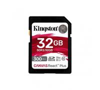 Kingston Technology 32GB Canvas React Plus SDHC UHS-II 300R/260W U3 V90 for Full HD/4K/8K