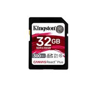Kingston Canvas React Plus 32GB SDHC Tarjeta de memoria UHS-II 300R/260W U3 V90 for Full HD/4K/8K - SDR2/32GB