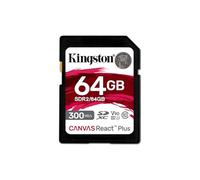 Kingston Canvas React Plus 64GB SDXC Tarjeta de memoria UHS-II 300R/260W U3 V90 for Full HD/4K/8K - SDR2/64GB