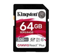 Kingston Canvas React Plus 64GB SDXC Tarjeta de memoria UHS-II 300R/260W U3 V90 for Full HD/4K/8K - SDR2/64GB