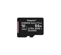 Kingston Canvas Select Plus Tarjeta microSD, garantía por vida con el fabricante, SDCS2/64GB Class 10 con Adaptador SD, Negro