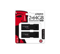 Kingston DataTraveler 100 G3 -DT100G3/64GB-2P (2 Piezas) USB 3.0, Flash Drive, 64 GB, Negro