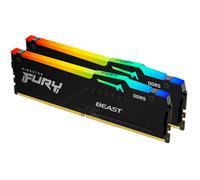 Kingston Fury Beast Negro RGB 128GB (2x64GB) 5600MT/s DDR5 CL40 DIMM Memoria Gamer para Ordenadores de sobremesa Kit de 2 AMD Expo/Intel XMP - KF556C40BBAK2-128