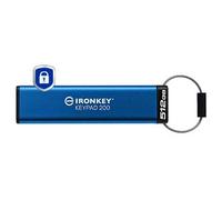 Kingston Ironkey Keypad 200 512GB Unidad Flash USB Cifrada | Teclado Alfanumérico | Acceso Multi-Pin | XTS-AES 256-bit | FIPS 140-3 Nivel 3 Certificado (Pendiente) | IKKP200/512GB, Azul