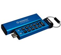 Kingston Ironkey Keypad 200C 32GB Unidad Flash USB Cifrada | Teclado Alfanumérico | Acceso Multi-Pin | XTS-AES 256-bit | FIPS 140-3 Nivel 3 Certificado (Pendiente) | IKKP200C/32GB, Azul