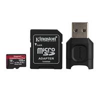 Kingston MLPMR2/128GB Tarjeta microSD (128GB microSDXC React Plus SDCR2 con Adaptador de SD + Lector de Tarjeta)