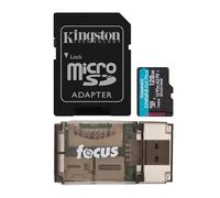 Kingston Paquete de tarjetas de memoria MicroSDXC Canvas Go Plus de 128 GB con lector de tarjetas de alta velocidad (2 artículos)