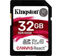 Kingston SDR/32GB Tarjeta Sd Canvas React de 32 Gb, 32 gb, Negro