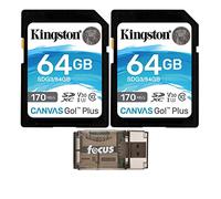 Kingston Tarjeta de memoria de lectura SDXC Canvas Go Plus de 64 GB de 170 MB/s (SDG3/512 GB, paquete de 2 unidades) con lector de tarjetas USB de alta velocidad (3 artículos)