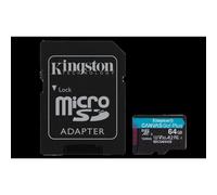 Micro sd kingston 64gb microsdxc canvas go! plus gen4 a2 u3 v30 + adaptador