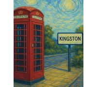 Kingston van Gogh style notebook | 8x10 lined 100 pages | love London Kingston telephone booth souvenir journal notepad | get it done notebook