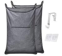 KINGSUSLAY Cesto para la colada colgante, con gancho para colgar, ahorra espacio en el cuarto de baño sobre la puerta (popular gris jaspeado, 2 unidades)