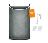 KINGSUSLAY HOME - Cesta para colgar ropa sucia, ahorro de espacio con ganchos para puerta, cesta para colgar sobre la puerta en tamaño grande para guardar más ropa (35 x 22 cm), color gris jaspeado