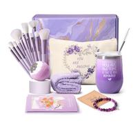 KINGTLE Regalos para mujeres, regalo de cumpleaños para mamá, hermana, mejor amiga con bomba de baño, bolsa de cosméticos, 12 pinceles de maquillaje, pulsera, día de San Valentín, día de la madre