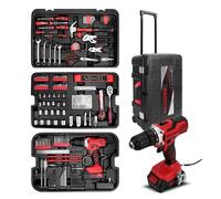 KingTool Juego de Herramientas para el Hogar y Reparación de Automóviles - 286 Piezas Con Caja Rodante y Taladro