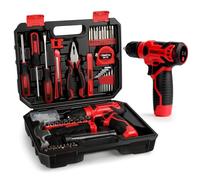 KingTool Kit de herramientas rojo de 156 piezas, taladro inalámbrico de 8 V