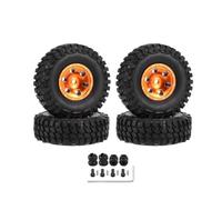 KingVal 4 neumáticos de llanta Beadlock 1.0 de 7 mm con adaptador de extensión compatible con Axial SCX24 Deadbolt C10 JLU B-17 Betty Gladiator Ford Bronco 1/24 RC Crawler Car (naranja tipo A)