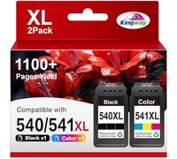 KINGWAY 540XL 541XL Compatible para Canon PG-540 XL CL-541XL para Canon TS5150 Cartuchos de Impresora para PIXMA TS5150 MG3650s MG3650 MG3600 MG3350 TS5100 TS5151 MX535 MX475(Negro,Color,2 Pack)