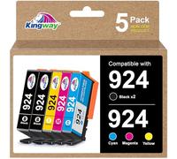 KINGWAY 924 Cartuchos Compatibles con HP 924 924e para HP OfficeJet Pro 8120e OfficeJet Pro 8122e 8124e 8125e 8132e 8134e 8135e 8130e, Pack de 5 (No Chip)
