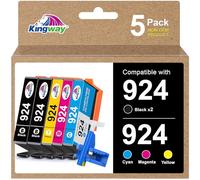 KINGWAY 924 Cartuchos de Tinta Compatibles con HP 924 para HP OfficeJet 8120e 8122e 8125e 8132e 8124e 8130e 8134e 8135e 8138e 8139e (5 Pack,Sin Chip)