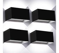 Kingwei 20W Aplique Pared Interior/Exterior 6000K Blanco frio Moderno Aplique Exterior Ángulo de Haz Ajustable Apliques Pared Led 4piezas IP65 Impermeable